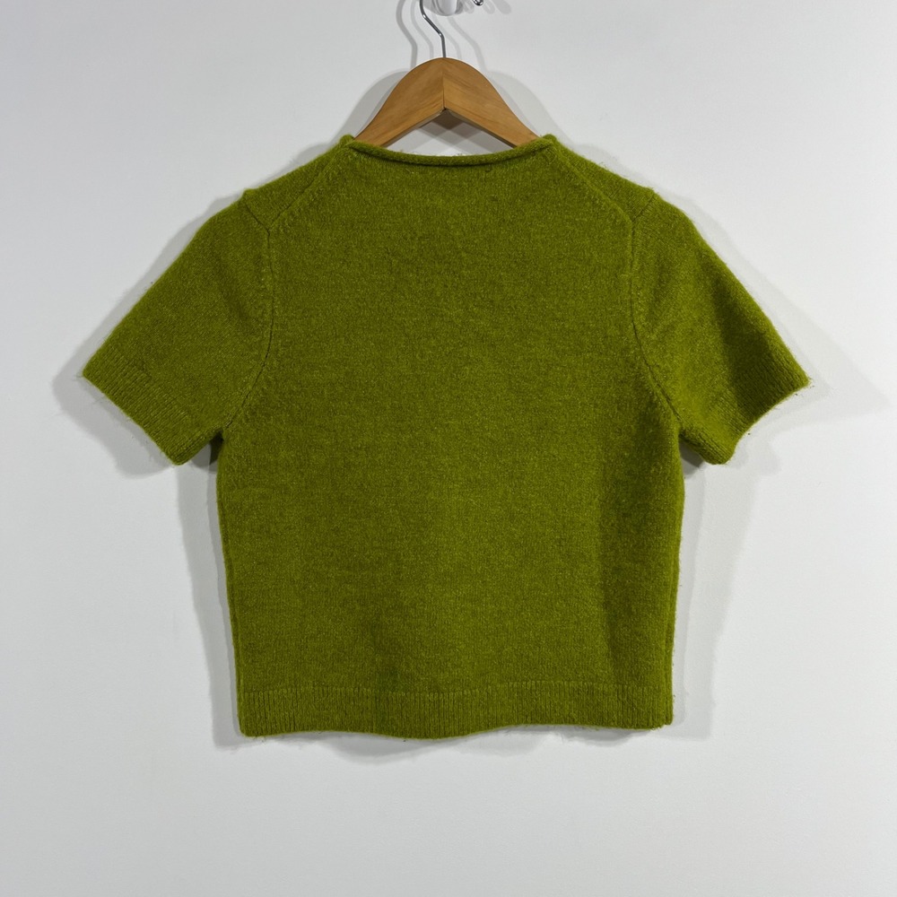 Zara Preppy Old Money Fisherman Rollneck Knit Sweater Chartreuse Cropped Medium - Picture 3 of 8